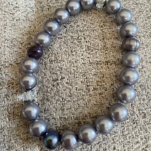 Gray Pearl Bracelet handmade elastic band